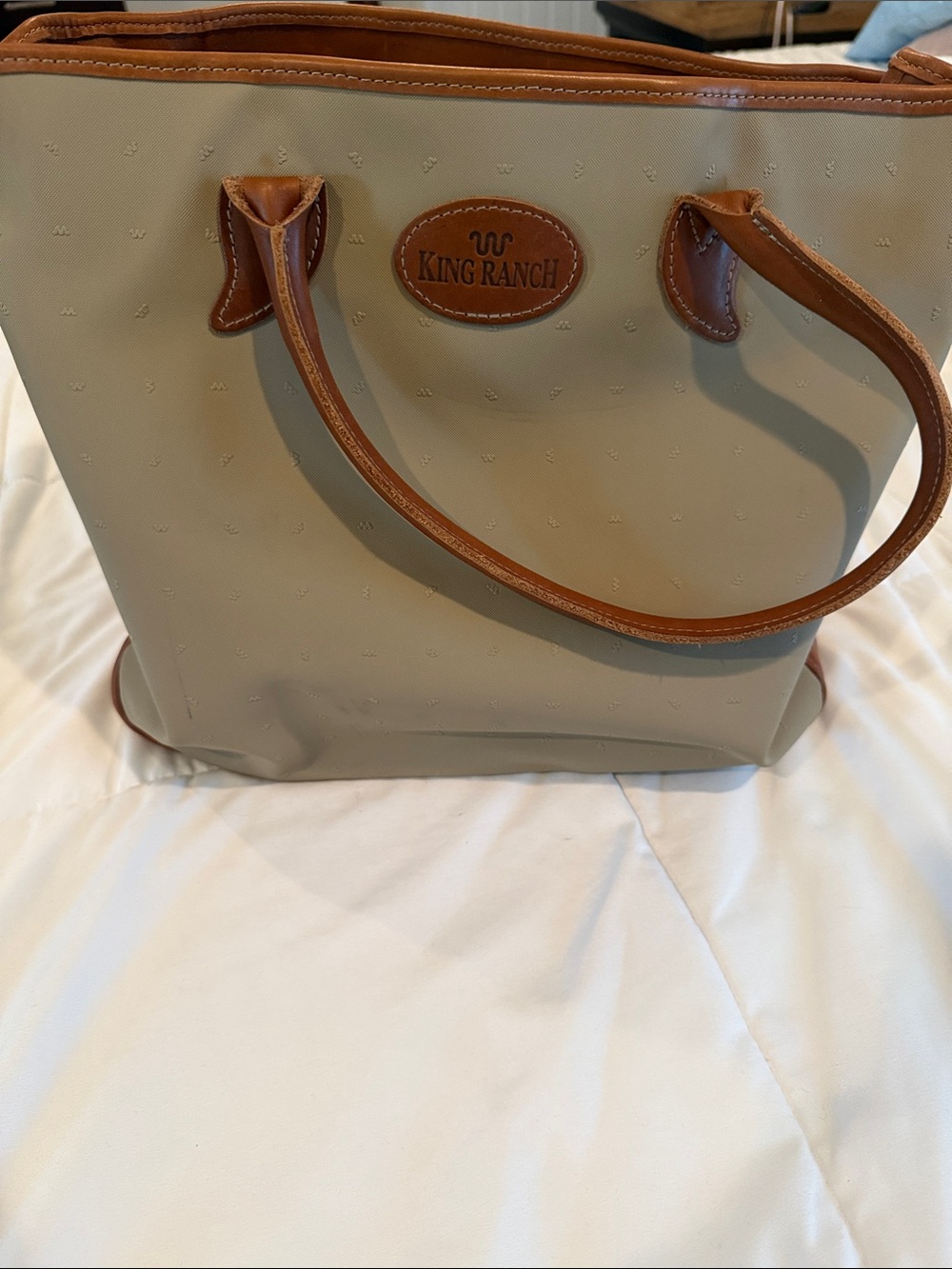 Women's Beige Tote with Brown Trim